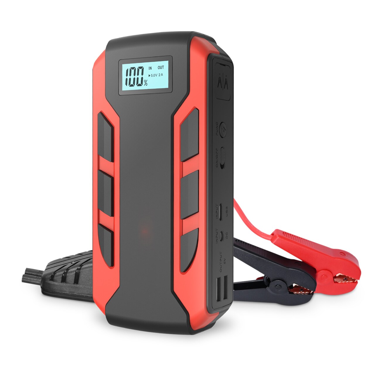 Portable Vehicle Jump Starter, 10000mAh (6.0L Gas Car or 3.0L Diesel Car), Power Bank Charger, USB Quick Charge, LCD Display, LED Flashlight, UL 2743 Certified
